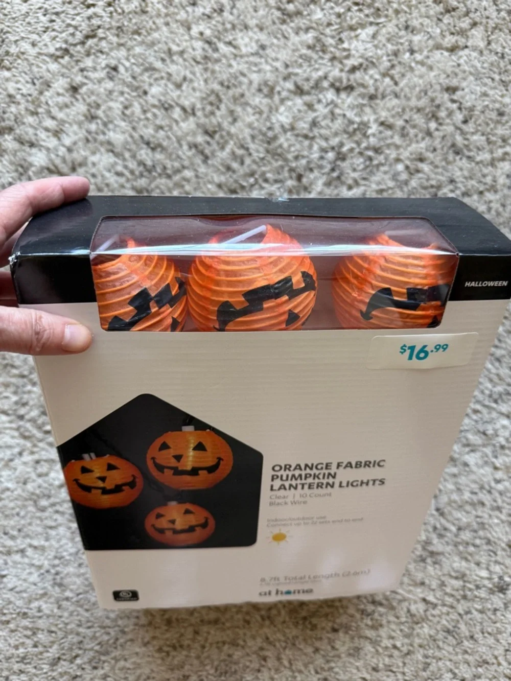 Halloween Decor Orange Fabric Pumpkin Lantern Lights - 10 Count At Home